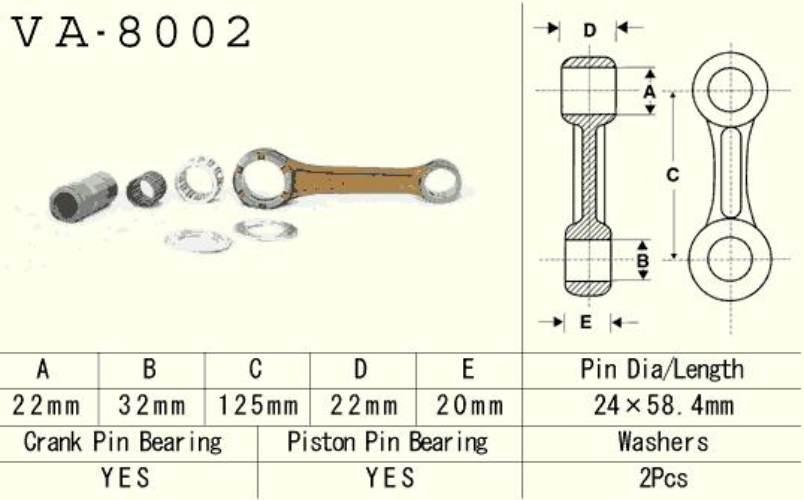 Vesrah Korbowód Kawasaki Kx 250 Kx250 '78-'08, Kdx 250 Kdx250 '91-'94 Va800
