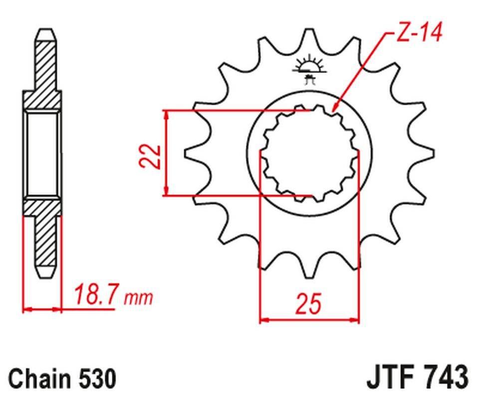 Jt Zębatka Przednia 2254 14 Ducati Multistrada 1200 '10-'16 225414Jt