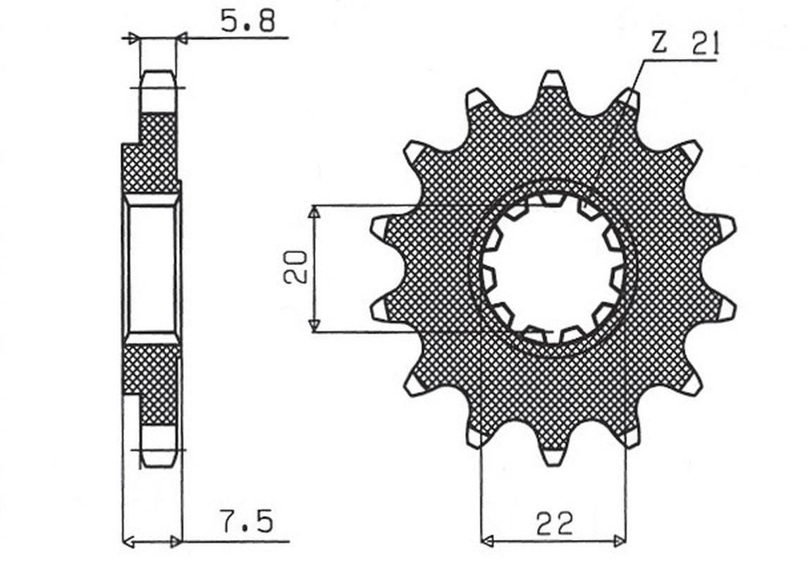 Sunstar Zębatka Przednia 2120 14 Honda Cr 125R '04-'07, Crf 250R/X '04-'17