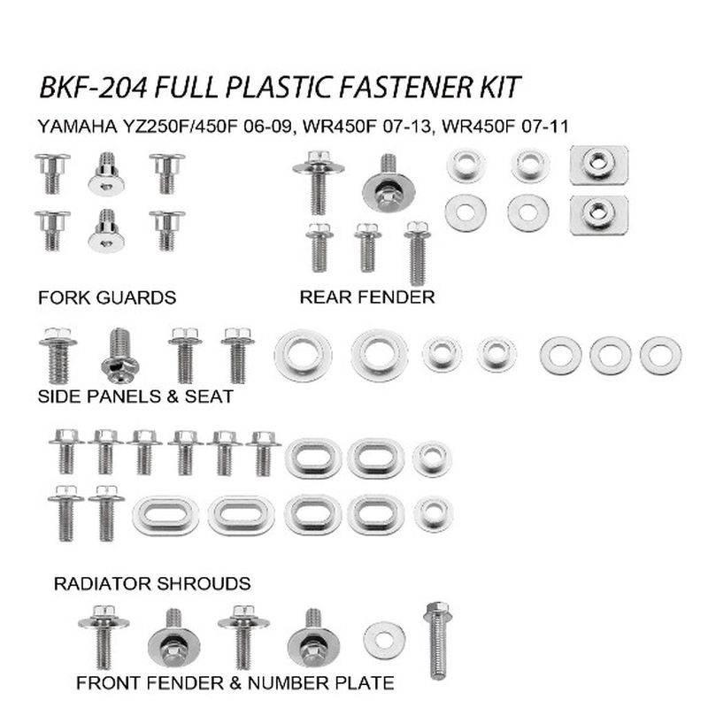 Accel Komplet Śrub Do Plastików Yamaha Yzf 250/450 '06-09, Wrf 250 '07-13