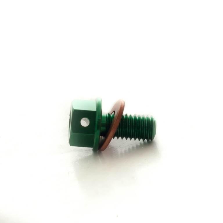 Accel Korek Spustowy Oleju Kawasaki Kxf '19-20 Z Magnesem Kolor Zielony M8X