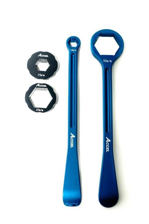 Accel Komplet Łyżek Do Opon 23+24Cm Alu7075 Kute Z Kluczami 10,13,17,27,32