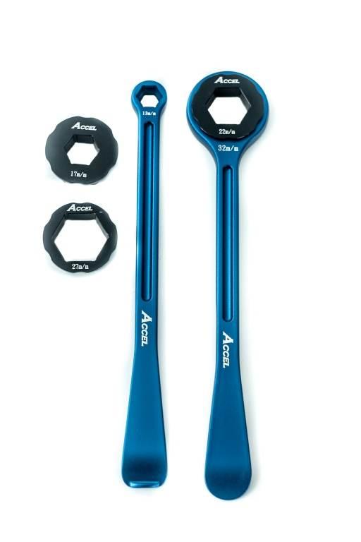 Accel Komplet Łyżek Do Opon 23+24Cm Alu7075 Kute Z Kluczami 10,13,17,22,27