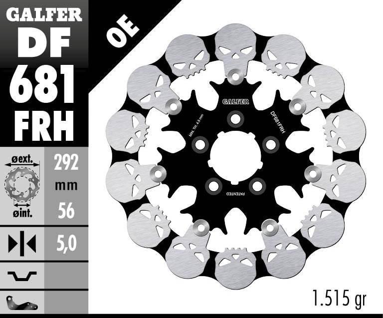 Galfer Tarcza Hamulcowa Przód Tył Harley-Davidson 292X56X5 Pływająca Skull