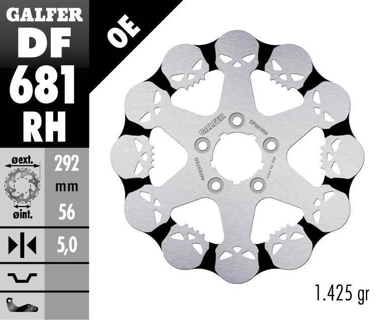 Galfer Tarcza Hamulcowa Przód Tył Harley-Davidson 292X56X5 Skull Wzór Czasz