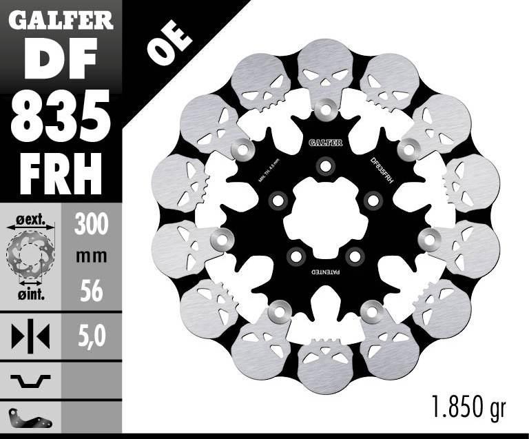 Galfer Tarcza Hamulcowa Przód Harley-Davidson 300X56X5 Pływająca Skull Wzór
