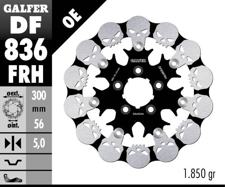 Galfer Tarcza Hamulcowa Tył Harley-Davidson 300X56X5 Pływająca Skull Wzór C