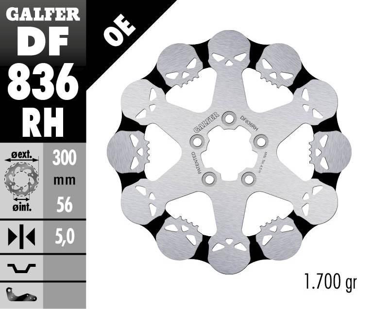 Galfer Tarcza Hamulcowa Tył Harley-Davidson 300X56X5 Skull Wzór Czaszki