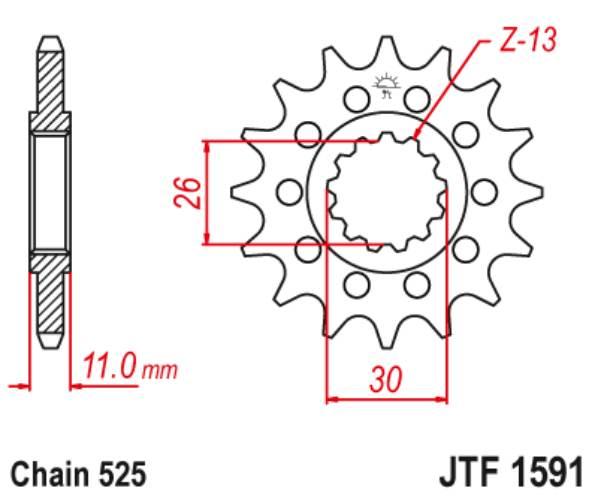 Jt Zębatka Przednia 2091 15 Z Gumą Yamaha Fz8 '10-'15, Mt 09 '14-'20, Mt 07