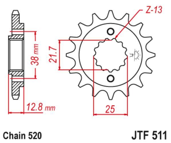 Jt Zębatka Przednia 511 15 Z Gumą Kawasaki Klr 650 '90-'14 51115Jtrb Łańc