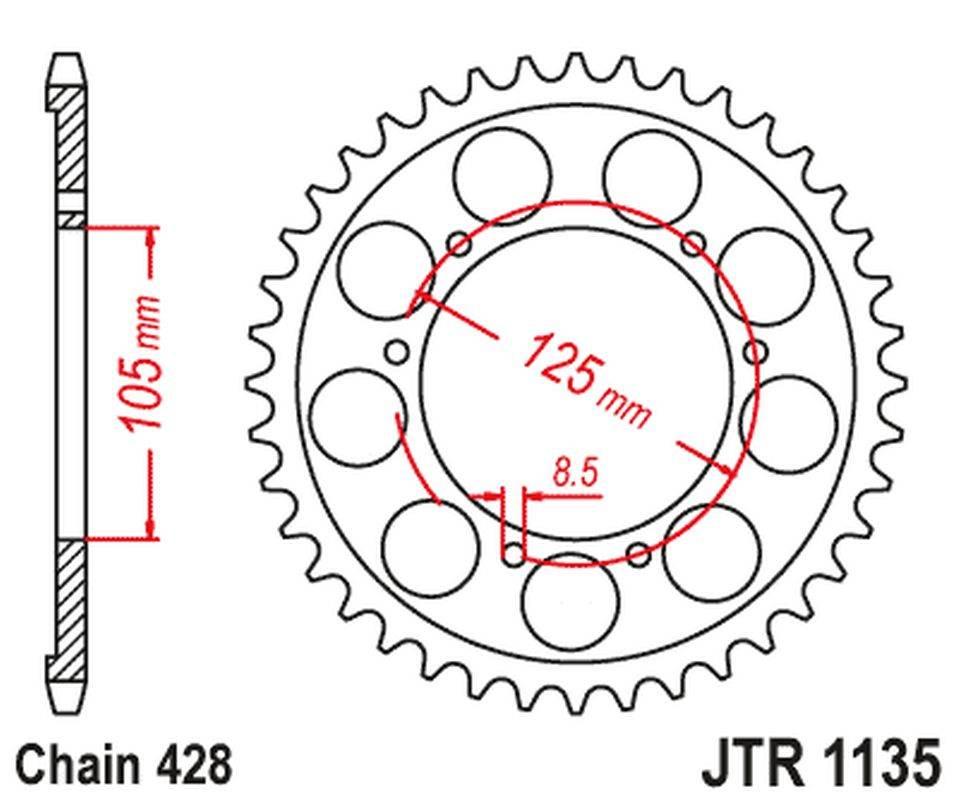 Jt Zębatka Tylna Aprilia Sx 125 '18-'23 Jtr1135.62 * Łańc. 428