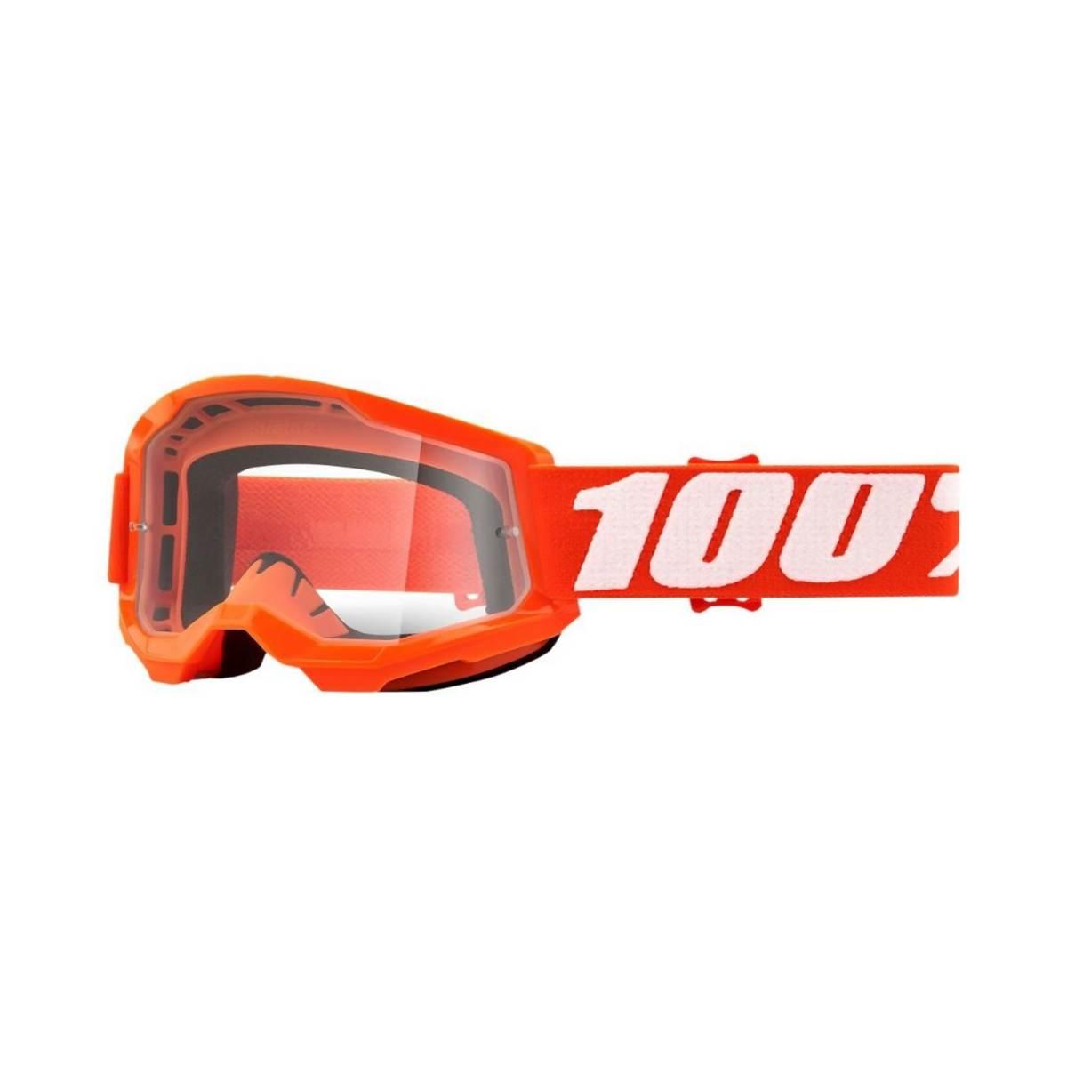 100 Procent Gogle Strata 2 Youth Junior Orange - Clear Lens - Kolor Pomarań