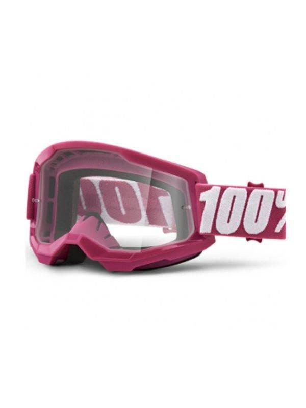 100 Procent Gogle Strata 2 Youth Junior Fltetcher - Clear Lens - Kolor Różo