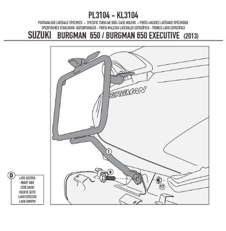Kappa Stelaż Kufrów Bocznych Monokey Suzuki 650 Burgman 650 Burgman Executi