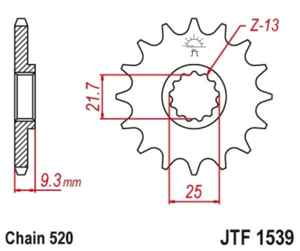 Jt Zębatka Przednia 2273 15 Kawasaki Ex250/300 Ninja '08-'16 227315Jt Łańc