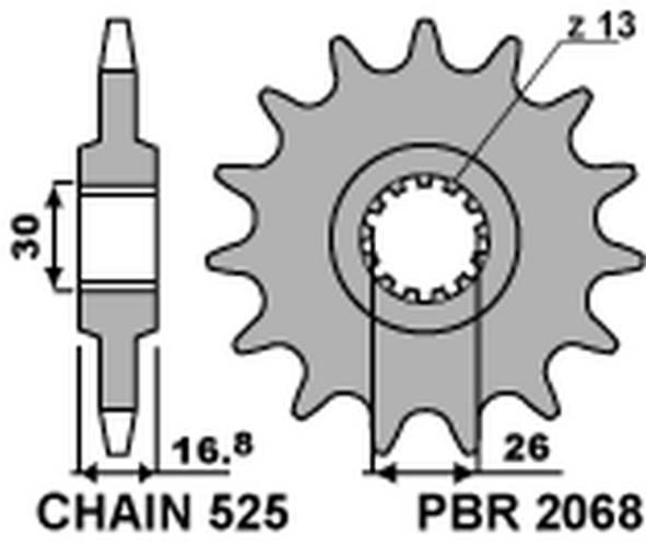 Pbr Zębatka Przednia 2068 16 Honda Cbr 600F '99-'14, Cbr 600Rr '03-'16, Cbf