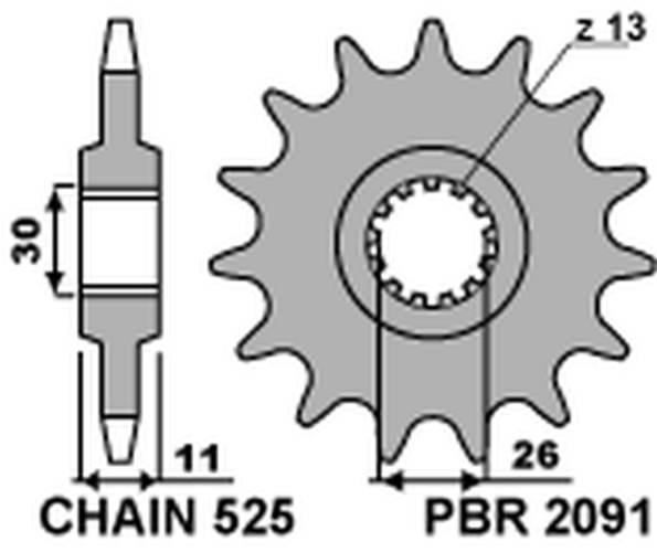 Pbr Zębatka Przednia 2091 15 Yamaha Fz8 '10-'15, Mt 09 '14-'17, Mt 07 '14-'