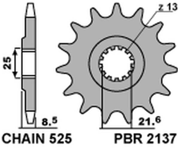 Pbr Zębatka Przednia 2137 17 Kawasaki Zx10R '04-'18 Jtf1537.17 Łańc. 525 15