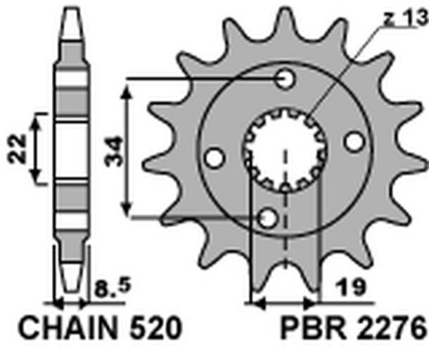 Pbr Zębatka Przednia 2276 14 Ktm 390 Duke '13-'18, 390 Rc '14-'18 Jtf1908.1