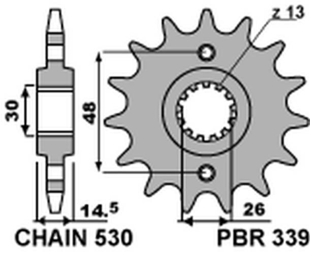 Pbr Zębatka Przednia 339 16 Honda Vfr 800 '02-'14 Jtf339.16 Łańc. 530 33916