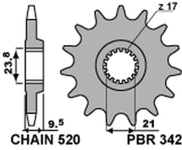 Pbr Zębatka Przednia 342 12 Honda Cr 250 '88-'07, Crf 450R/X '02-'25, Crf 2