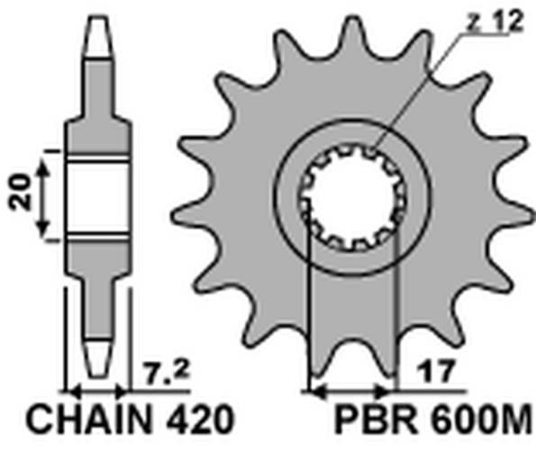 Pbr Zębatka Przednia 600M 14 Jtf1120.14 Łańc. 420 600M14Jt