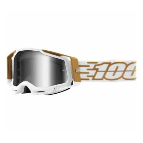 100 Procent Gogle Racecraft 2 Mayfair - Mirror Silver Lens - Kolor Biały/Zł