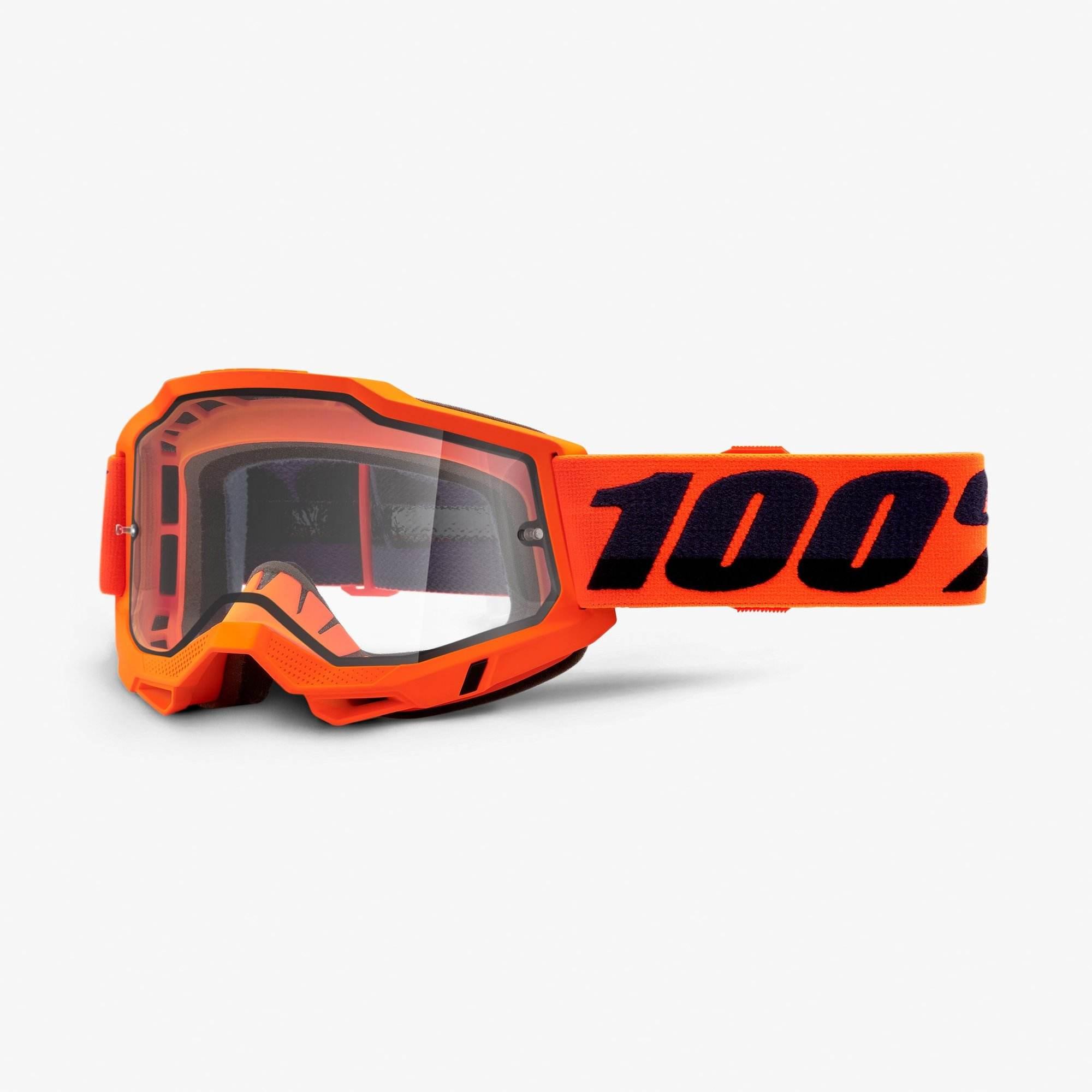 100 Procent Gogle Accuri 2 Enduro Moto Orange - Dual Clear Lens - Kolor Pom