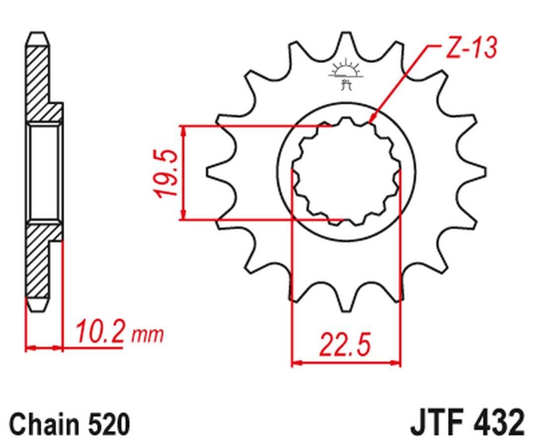 Jt Zębatka Przednia 435 16 Suzuki Dr 350 '90-'99 +1 Drz 400 '00-'20 +1 Jtf4 - zdjęcie 2