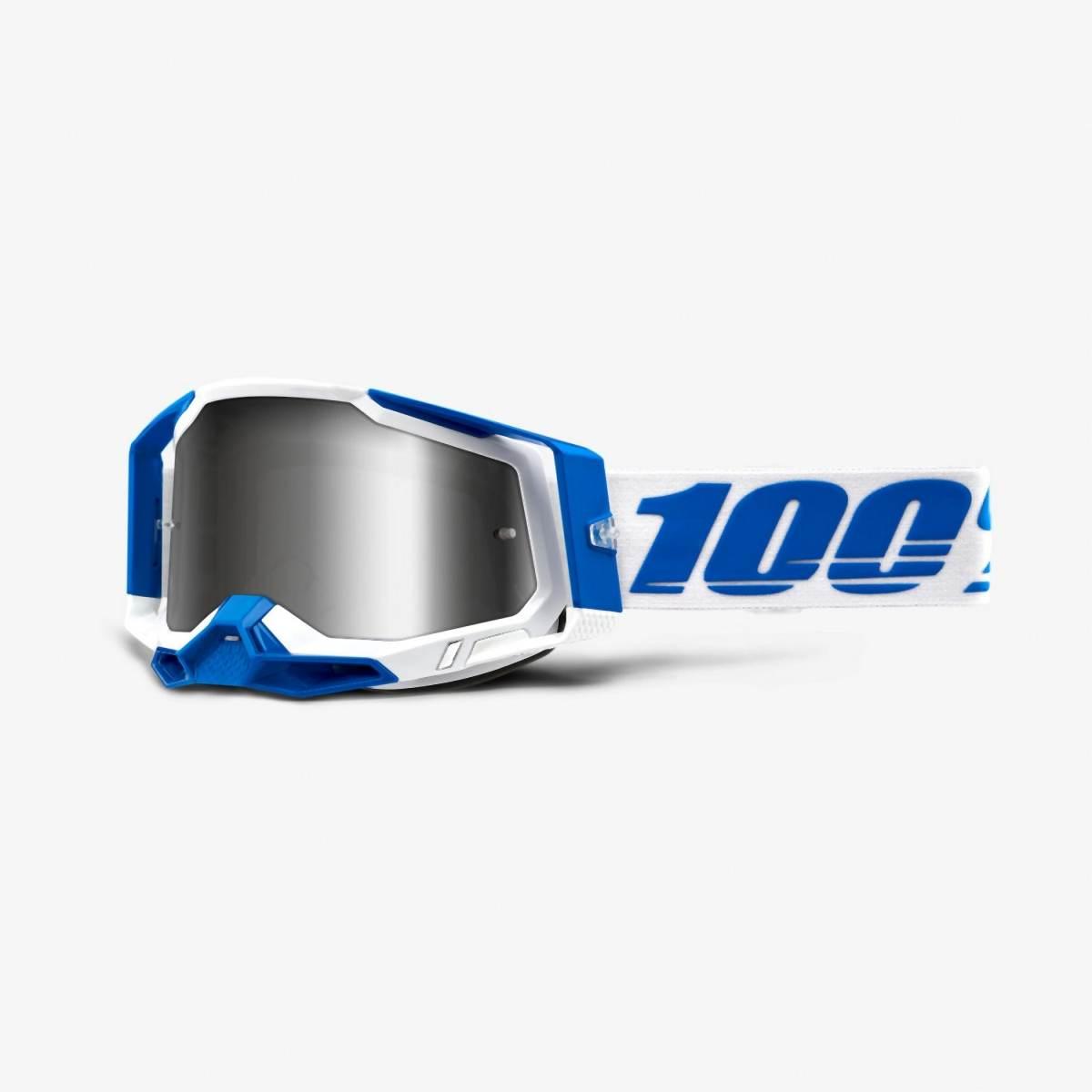 100 Procent Gogle Racecraft 2 Isola - Flash Silver Lens - Kolor Biały/Niebi
