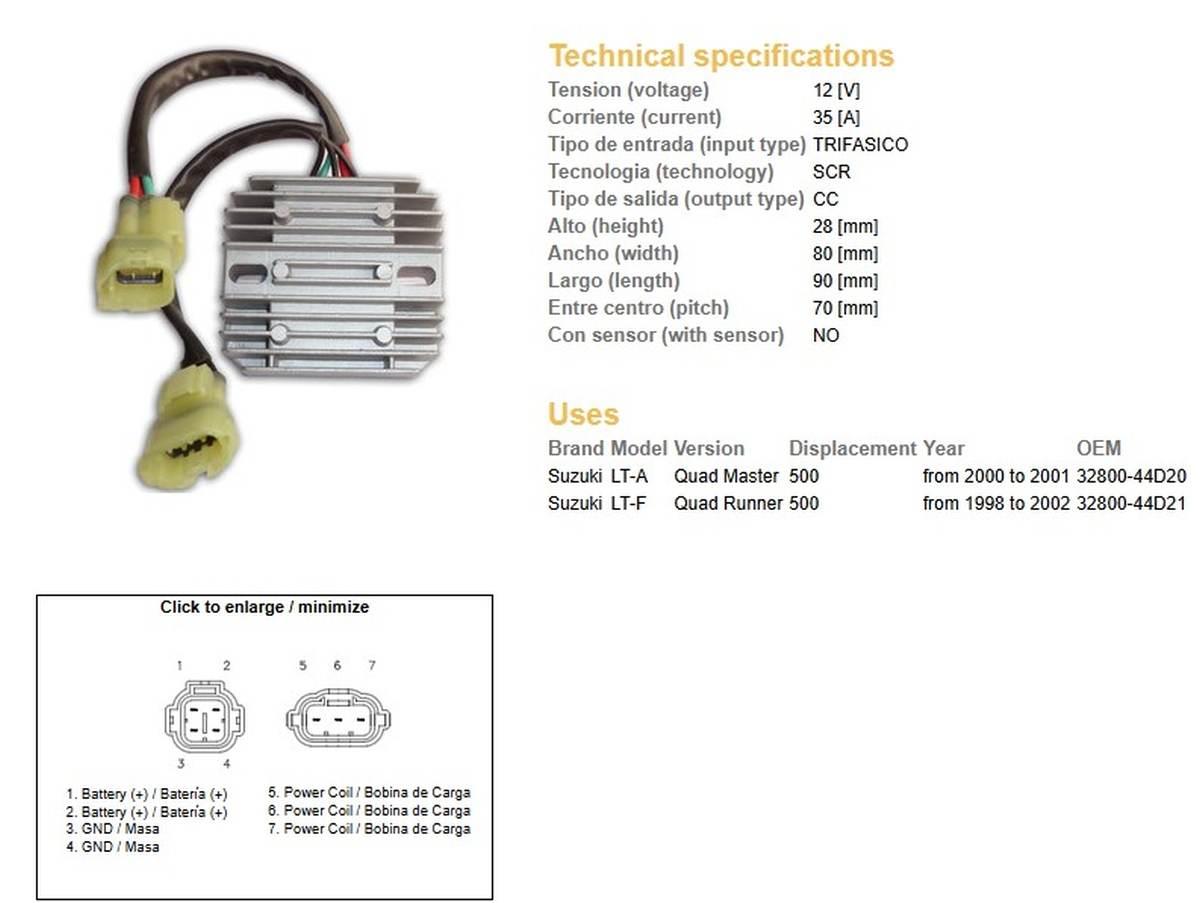 Dze Regulator Napięcia Suzuki Lt-A Quad Master 500 '00-'01; Lt-F 500 Quad R
