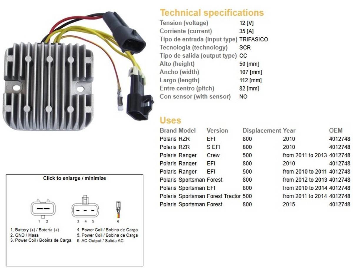 Dze Regulator Napięcia Polaris Sportsman 500/800 '10-'14; Ranger 500/800 '1 - zdjęcie 2