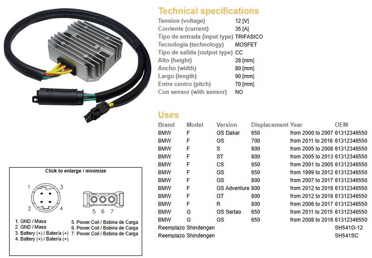 Dze Regulator Napięcia Bmw F 650Gs Dakar '00-'07; F 650Cs '01-'05; F 700Gs - zdjęcie 2