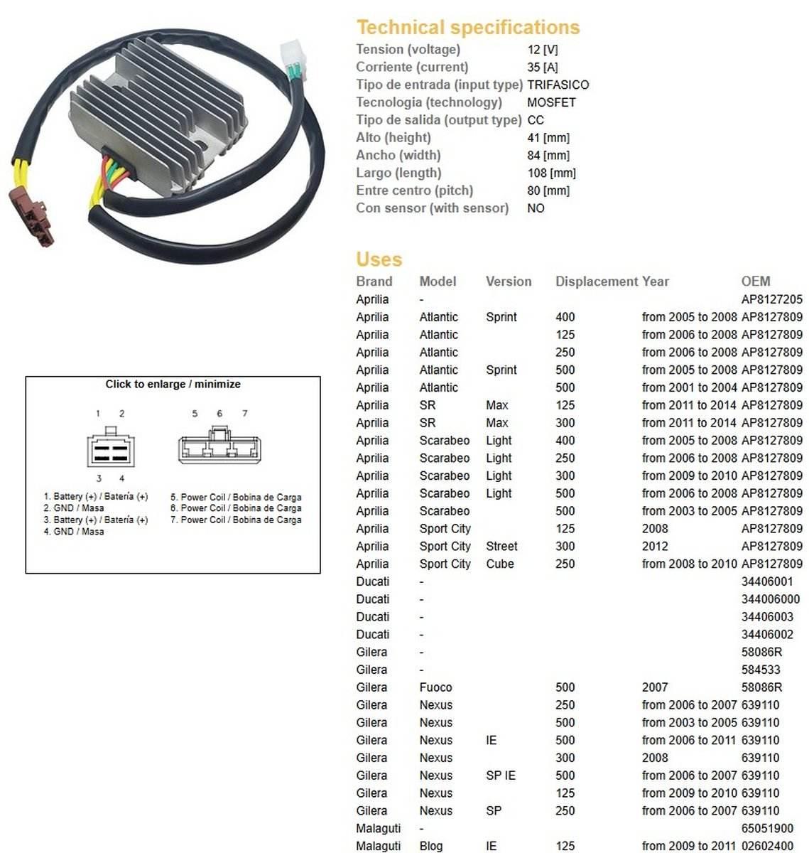 Dze Regulator Napiecia Aprilia Atlantic/Scarabeo 125/250/400/500 '05-'08; P - zdjęcie 2