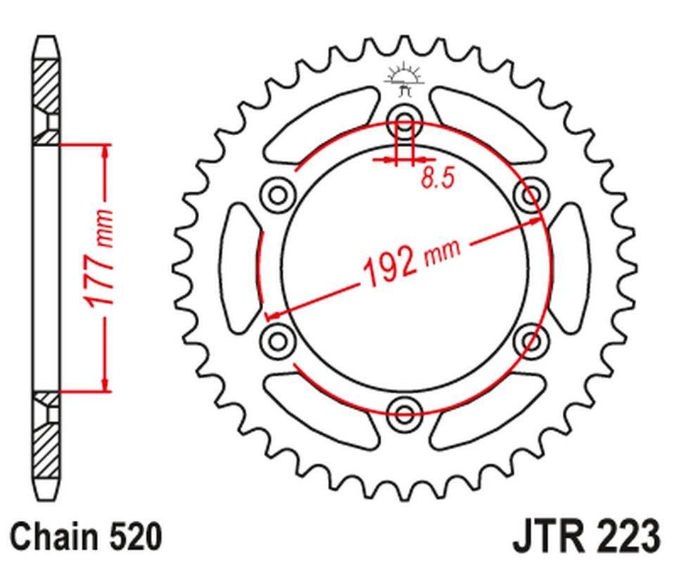 Jt Zębatka Tylna 223 48 Husqvarna Wr 250 '83-84, Wr/Cr 250 '80, Wr 350 '81-