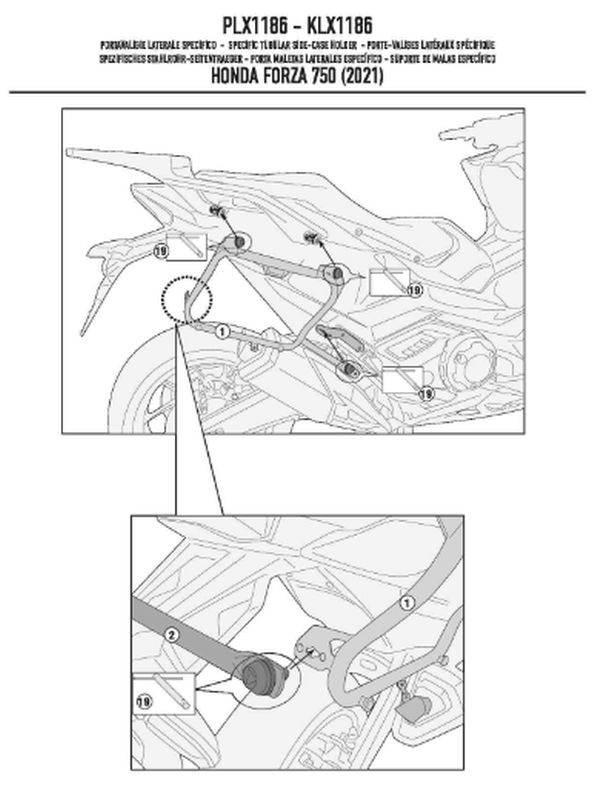 Kappa Stelaż Kufrów Bocznych Monokey Side Honda Forza 750 '21-'25, - Tylko