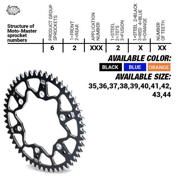 Moto-Master Zębatka Tylna Aluminiowa T7075 Ergal 4644 41 464441 Ktm Sx 50/S