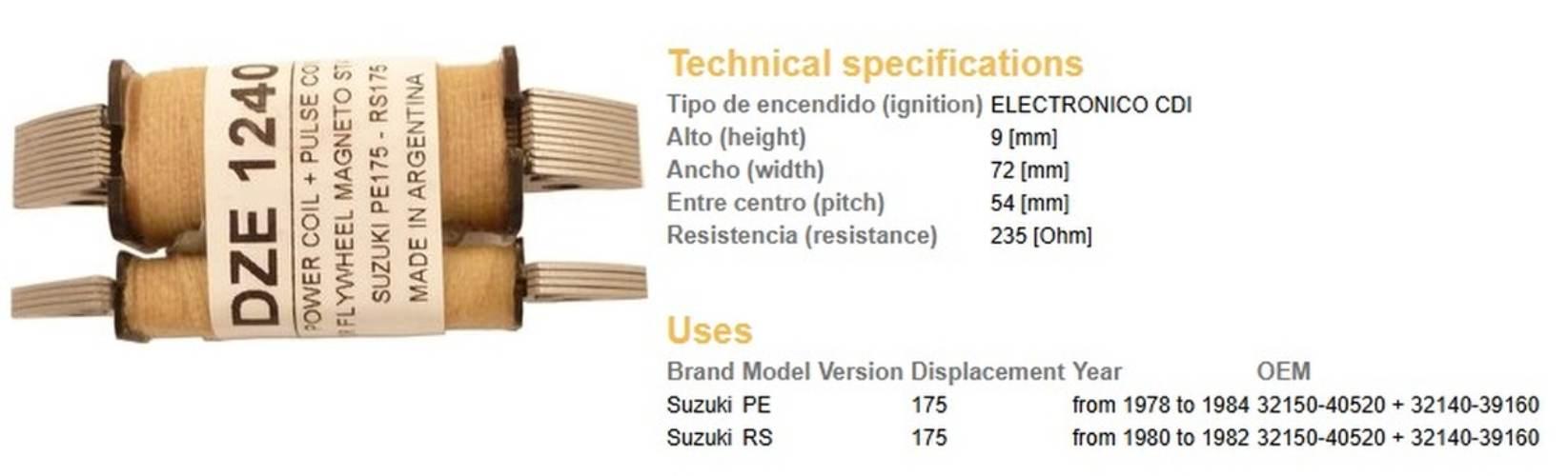 Dze Cewka Zapłonowa Wzbudzająca Suzuki Pe 175 '78-'84, Rs 175 '80-'82 Oem 3