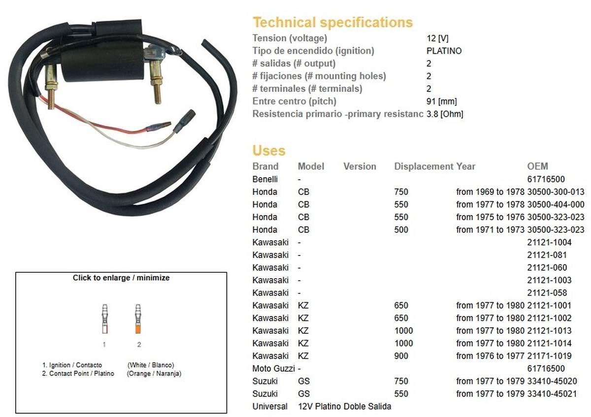 Dze Cewka Zapłonowa Honda Cb 750 '69-'78; Cb 550 '75-'78; Cb 500 '71-'73; K - zdjęcie 2