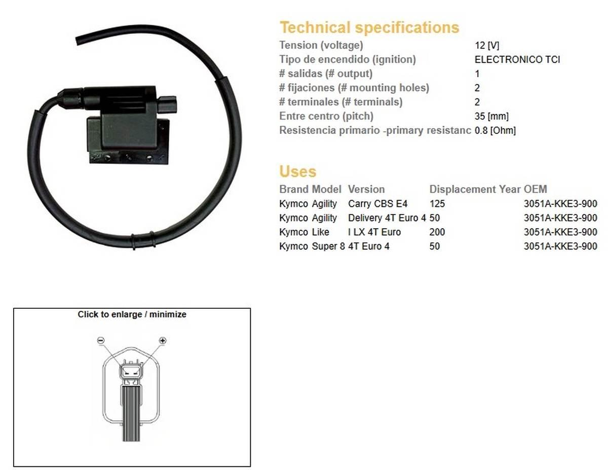 Dze Cewka Zapłonowa Kymco Agility 50/125; Like 200; Super 8 Wszystkie Roczn - zdjęcie 2