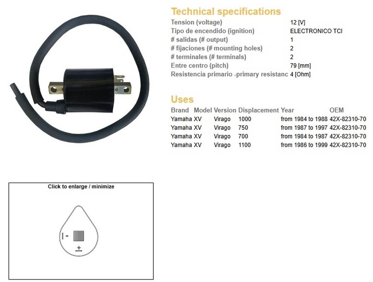 Dze Cewka Zapłonowa Yamaha Xv 700/1000 Virago '84-'88; Xv 750 '88-'97; Xv 1 - zdjęcie 2