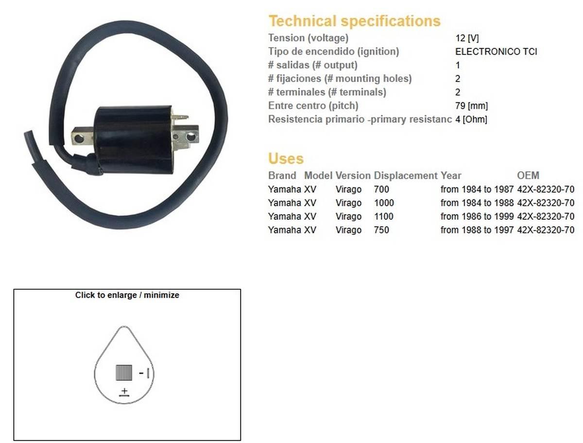 Dze Cewka Zapłonowa Yamaha Xv 700/1000 Virago '84-'88; Xv 750 '88-'97; Xv 1 - zdjęcie 2