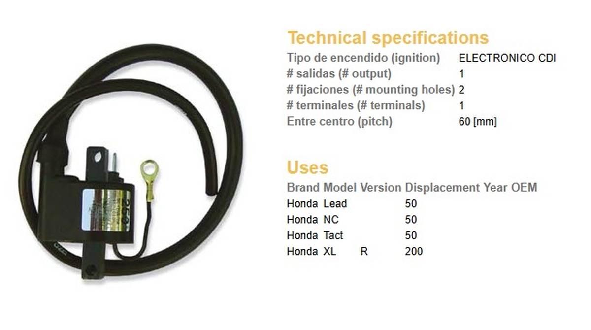Dze Cewkomoduł Honda Lead/Nc/Tact 50; Xl 200R Wszystkie Roczniki