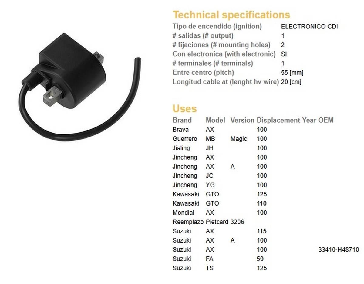 Dze Cewkomoduł Kawasaki Gto 110/125; Suzuki Ax 100/115; Fa 50; Ts 125 Wszys