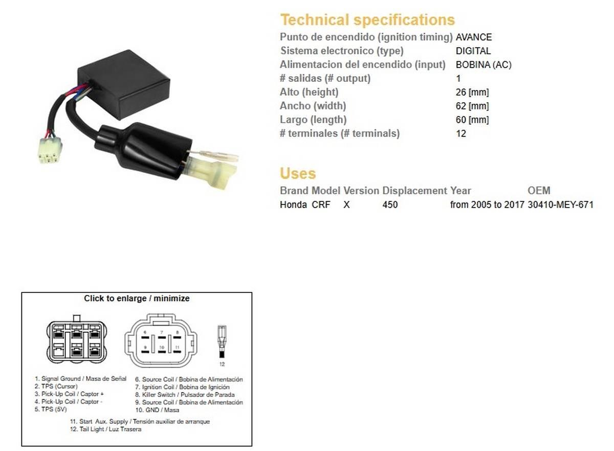 Dze Moduł Zapłonu Cdi Honda Crf 450X '05-'17 Oem 30410-Mey-671