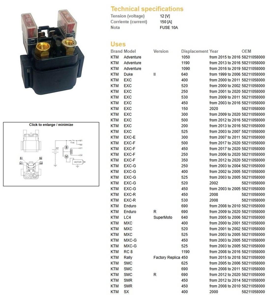 Dze Przekaźnik Rozrusznika Ktm Sx/Sx-F/Exc/Exc-F/Exc-R/Xc-Xc-F '99-'20; Lc4 - zdjęcie 2