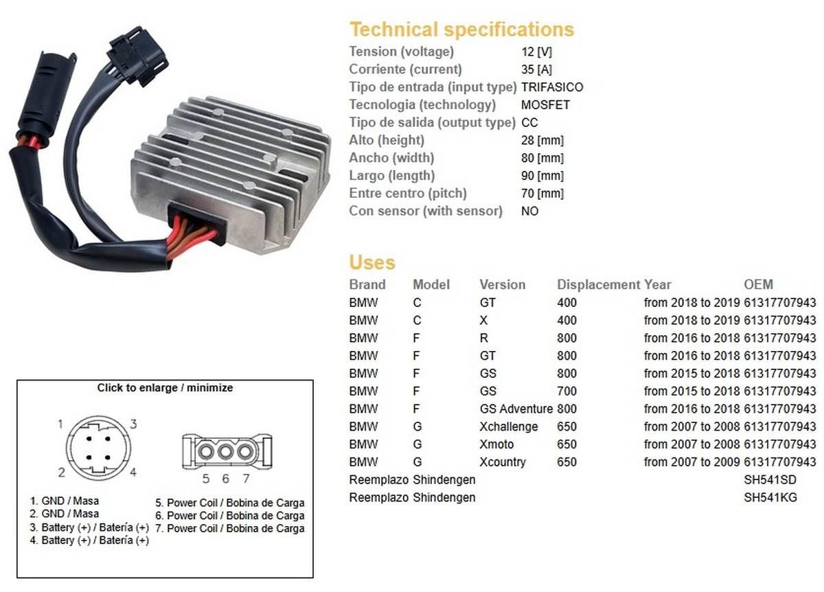 Dze Regulator Napięcia Bmw C 400Gt/X '18-'19; G 650 '07-'09; F 700Gs '15-'1 - zdjęcie 2