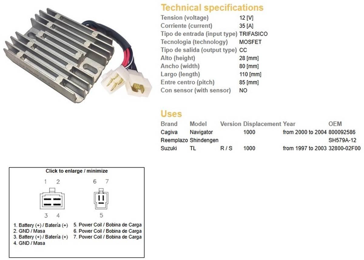 Dze Regulator Napięcia Cagiva Navigator 1000 '00-'04; Suzuki Tl 1000R/S '97 - zdjęcie 2