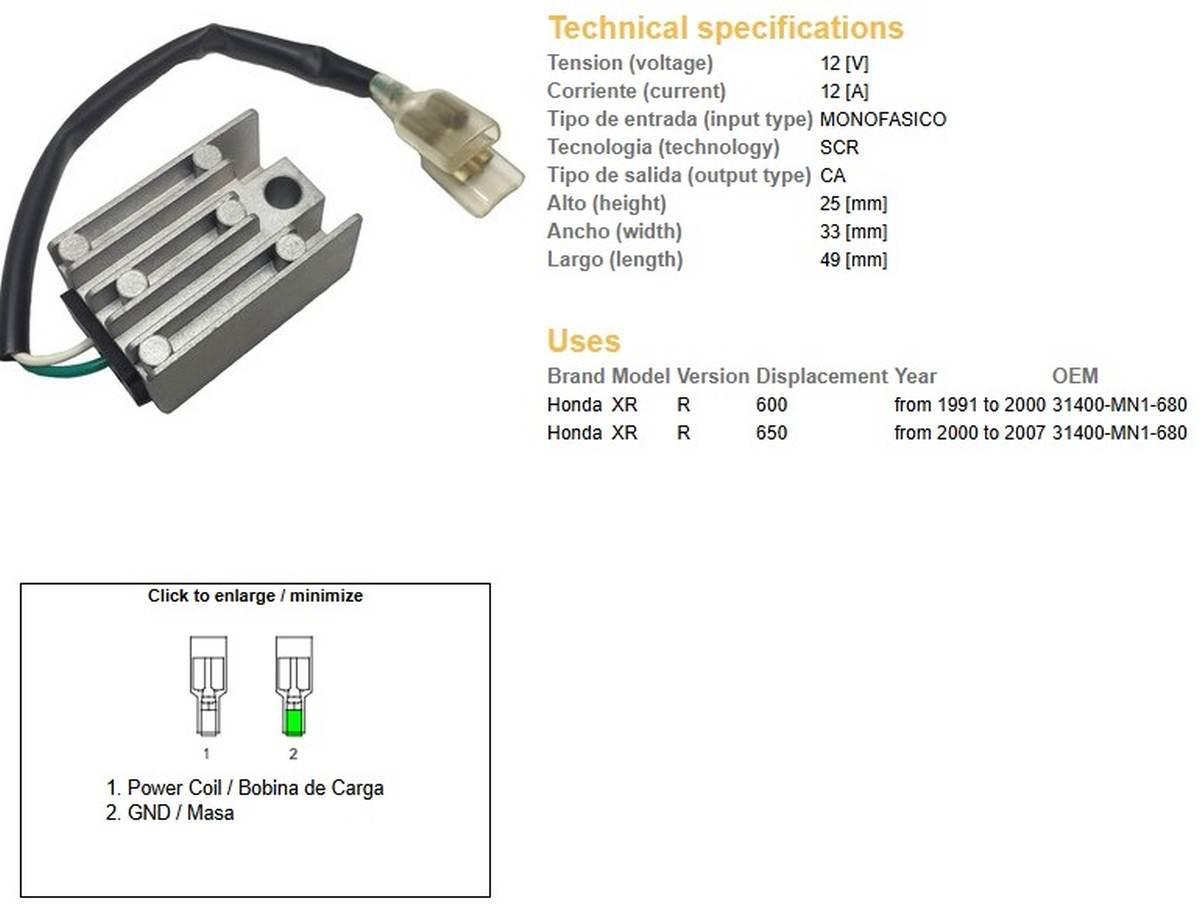 Dze Regulator Napięcia Honda Xr 600R '91-'00; Xr 650R '00-'07 Oem 31400-Mn1 - zdjęcie 2
