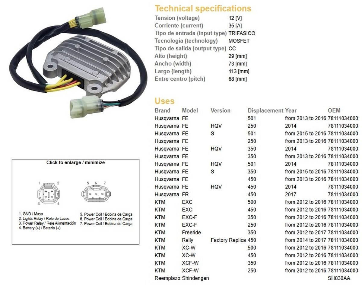 Dze Regulator Napięcia Husqvarna Fe 250/350/450 '13-'16; Ktm Exc-F 250/350 - zdjęcie 2
